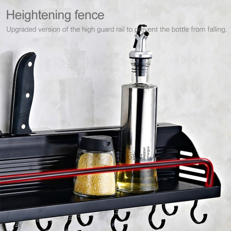 A Version 80cm 3 Cups 10 Hooks Kitchen Multi-function Wall-mounted Condiment Storage Rack, A Version 80cm 3 Cups
