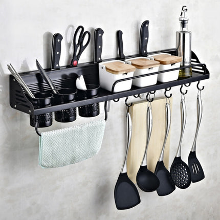B Version 50cm 2 Cups 10 Hooks Kitchen Multi-function Wall-mounted Condiment Storage Rack, B Version 50cm 2 Cups