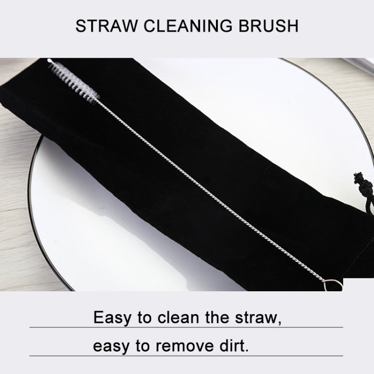 8 PCS Reusable Silicone Tips Stainless Steel Drinking Straws + 2 PCS Cleaner Brushes Set Kit with Cashmere Bag,  266*6mm, 266*6mm