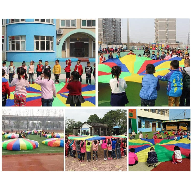 2m Children Outdoor Game Exercise Sport Toys Rainbow Umbrella Parachute Play Fun Toy with 8 Handle Straps for Families / Kindergartens / Amusement Parks, 2m 8 Handle Straps