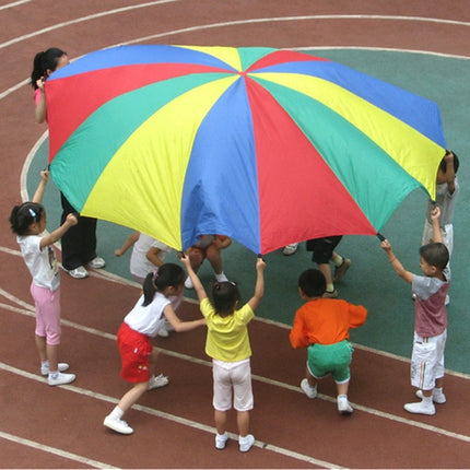 5m Children Outdoor Game Exercise Sport Toys Rainbow Umbrella Parachute Play Fun Toy with 12 Handle Straps for Families / Kindergartens / Amusement Parks