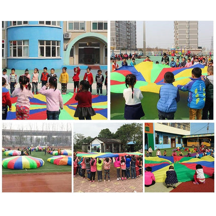 5m Children Outdoor Game Exercise Sport Toys Rainbow Umbrella Parachute Play Fun Toy with 12 Handle Straps for Families / Kindergartens / Amusement Parks