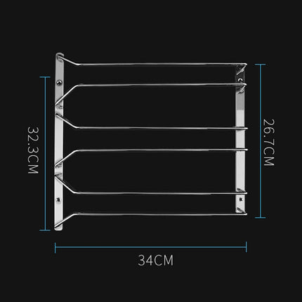 MICLAN Three Rows Stainless Steel Hanging Wine Glass Holder, Size: 34*32*27cm, Size: 34*32*27cm