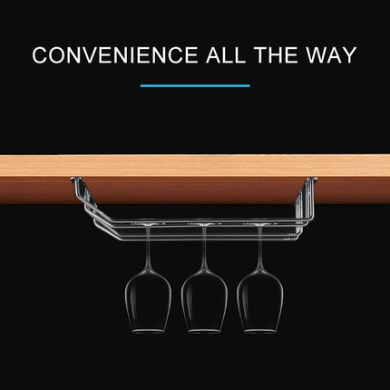 MICLAN Three Rows Stainless Steel Hanging Wine Glass Holder, Size: 34*32*27cm, Size: 34*32*27cm