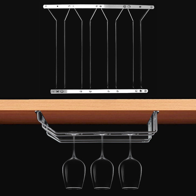 MICLAN Four Rows Stainless Steel Hanging Wine Glass Holder, Size: 34*38*43cm, Size: 34*38*43cm