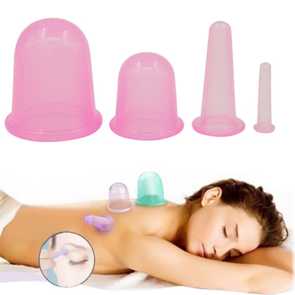 4 in 1 Health Care Body Massage Vacuum Silicone Cupping Cups,Random Color Delivery, 4 in 1