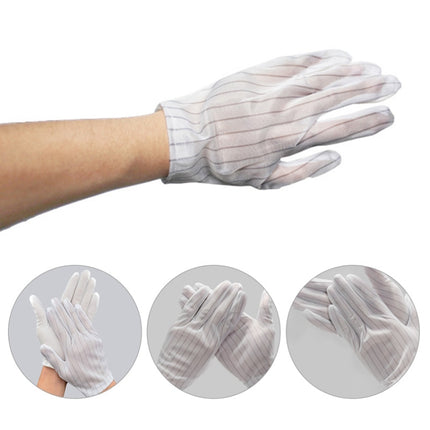 10 Pairs Anti-static Stripe Plastic Gloves, Size：Free Size, Plastic Gloves