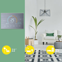 BHT-8000-GCLW-SS Brushed Stainless Steel Mirror Controlling Water/Gas Boiler Heating Energy-saving and Environmentally-friendly Smart Home Negative Display LCD Screen Round Room Thermostat with WiFi