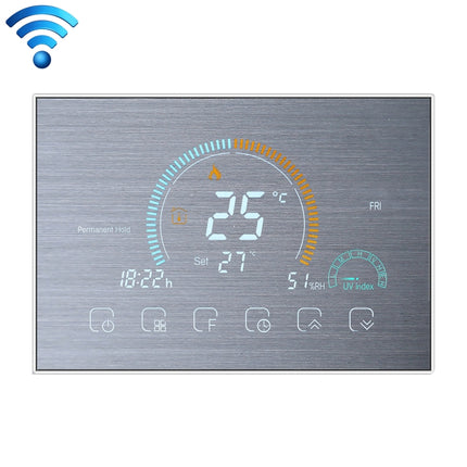 BHT-8000-GALW-SS Brushed Stainless Steel Mirror Control Water Heating Energy-saving and Environmentally-friendly Smart Home Negative Display LCD Screen Round Room Thermostat with WiFi, with WiFi