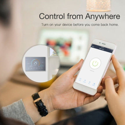 BHT-8000-GALW-SS Brushed Stainless Steel Mirror Control Water Heating Energy-saving and Environmentally-friendly Smart Home Negative Display LCD Screen Round Room Thermostat with WiFi, with WiFi