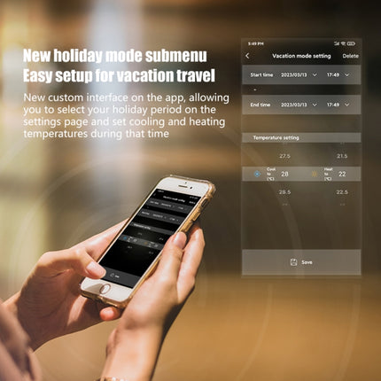 BHP-8000-WIFI-SS 3H2C Smart Home Heat Pump Round Room Brushed Mirror Housing Thermostat with WiFi, AC 24V