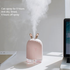 3life-318 2W Cute Rabbit USB Mini Humidifier Diffuser Aroma Mist Nebulizer with LED Night Light for Office, Home Bedroom, Capacity: 220ml, DC 5V, Rabbit USB Mini Humidifier
