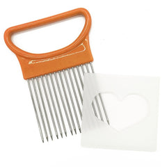 Stainless Steel Vegetable Onion Cutter Holder Meat Needle Kitchen Tools, Orange, Green, Blue, White