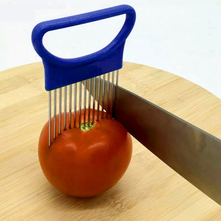Stainless Steel Vegetable Onion Cutter Holder Meat Needle Kitchen Tools, Orange, Green, Blue, White