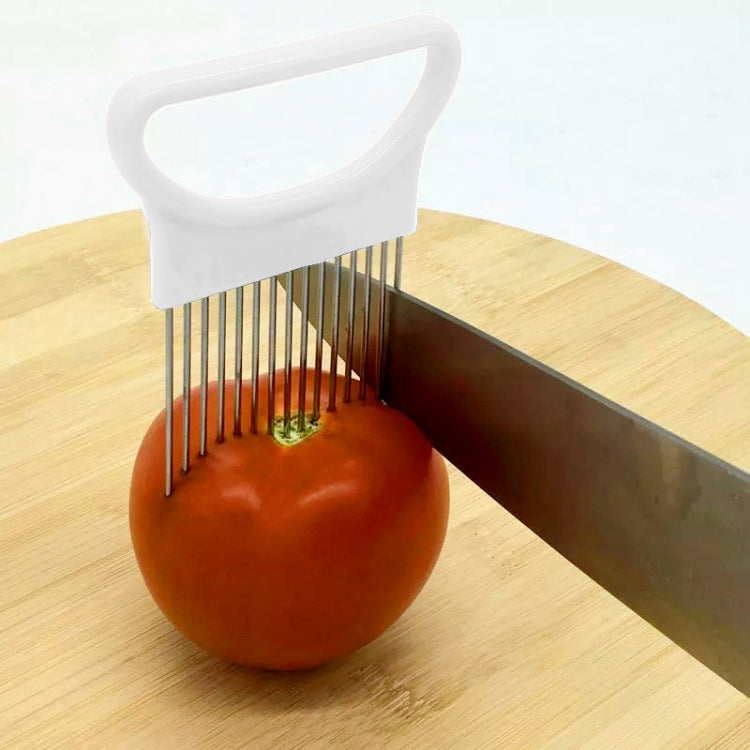 Stainless Steel Vegetable Onion Cutter Holder Meat Needle Kitchen Tools, Orange, Green, Blue, White