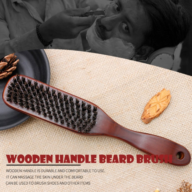 Wooden Handle Boar Brush Cleaning Hair Men Beard Brush Anti-static Barber Shop Hair Styling Comb Shaving Tools