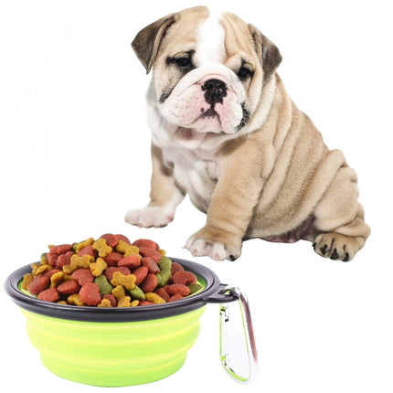 Portable Pet Folding Feeding Bowl Silicone Water Dish Feeder Puppy Travel Bowl, Random Color Delivery, Bowl Diameter: 13cm