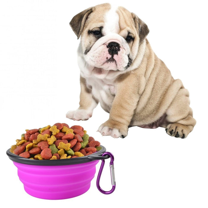 Portable Pet Folding Feeding Bowl Silicone Water Dish Feeder Puppy Travel Bowl, Random Color Delivery, Bowl Diameter: 13cm