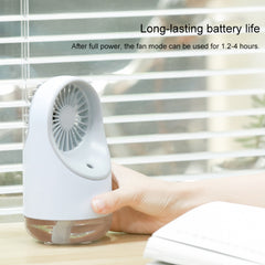 Multi-function USB Charging Spray Humidification Desktop Electric Fan with LED Warm Yellow Reading Lamp, Support 3 Speed Control