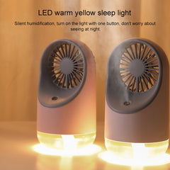 Multi-function USB Charging Spray Humidification Desktop Electric Fan with LED Warm Yellow Reading Lamp, Support 3 Speed Control