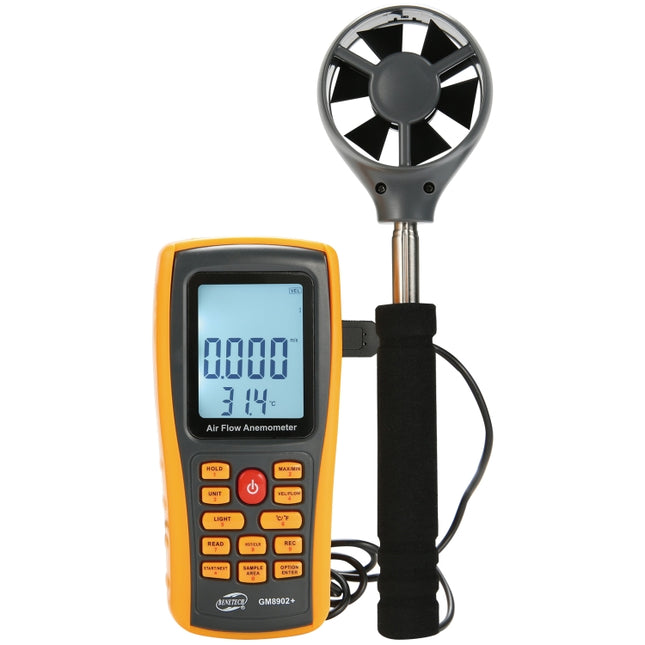 BENETECH GM8902+ LCD-Display Digitales Anemometer Luftstrom Windgeschwindigkeit Skala Messgerät, GM8902+
