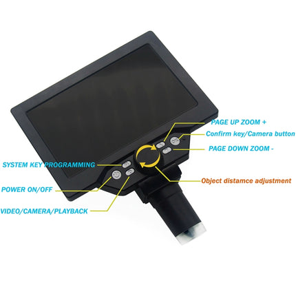G1200 7-Zoll-LCD-Bildschirm 1200X Tragbares elektronisches digitales Tischmikroskop, AU-Stecker, Lithiumbatterie AU-Stecker, Lithiumbatterie EU-Stecker, Lithiumbatterie UK-Stecker, Lithiumbatterie US-Stecker