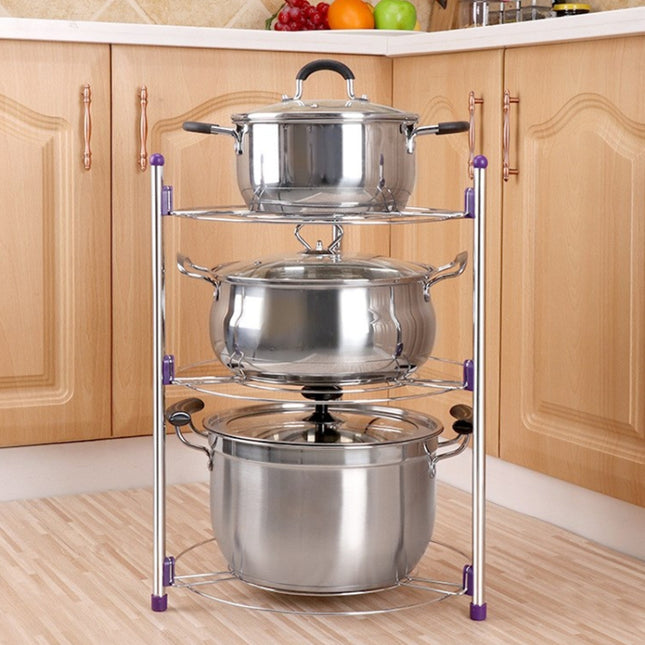 Multi-function Kitchen Pot Rack Three-layer Wok Soup Pot Stainless Steel Pot Rack, Three-layer