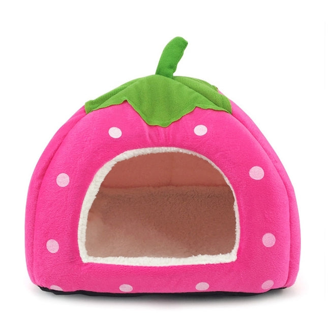 Strawberry Shaped Foldable Short Plush Pet House Nest, Size: S, Purple, Size S, Red, Size S, Pink, Size S, Blue, Size S