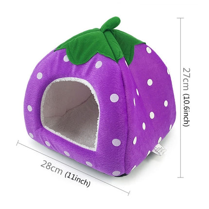 Strawberry Shaped Foldable Short Plush Pet House Nest, Size: S, Purple, Size S, Red, Size S, Pink, Size S, Blue, Size S
