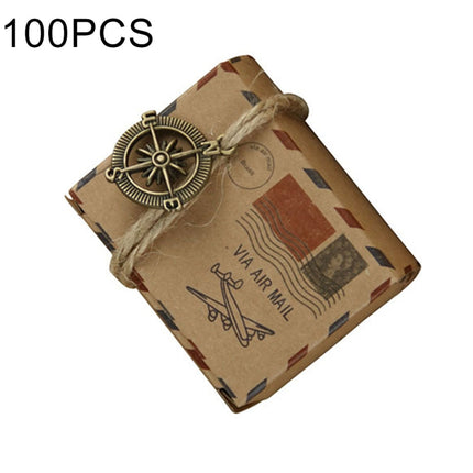 100 PCS European Wedding Retro Kraft Paper Mail Pattern Sugar Box, Size: 6x3.5x4.5cm, Compass shapped