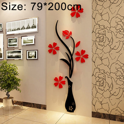 Creative Vase 3D Acrylic Stereo Wall Stickers TV Background Wall Corridor Home Decoration, Size: 79x200x4cm, Size: 79*200cm