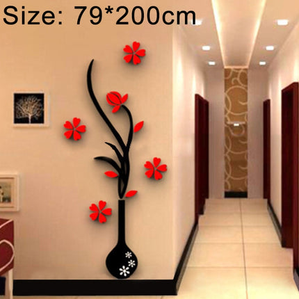 Creative Vase 3D Acrylic Stereo Wall Stickers TV Background Wall Corridor Home Decoration, Size: 79x200x4cm, Size: 79*200cm