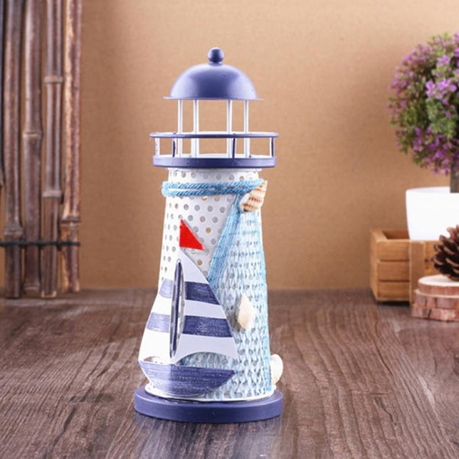 Creative Mediterranean Style Iron Handmade Flash Lighthouse, Random Style Delivery, Size: 18.5*7.5cm, Size: 18.5*7.5cm