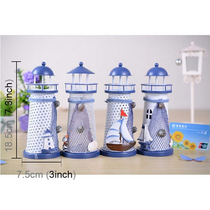 Creative Mediterranean Style Iron Handmade Flash Lighthouse, Random Style Delivery, Size: 18.5*7.5cm, Size: 18.5*7.5cm