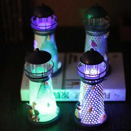 Creative Mediterranean Style Iron Handmade Flash Lighthouse, Random Style Delivery, Size: 18.5*7.5cm, Size: 18.5*7.5cm