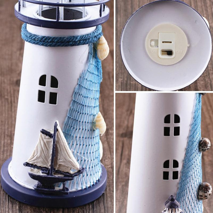 Creative Mediterranean Style Iron Handmade Flash Lighthouse, Random Style Delivery, Size: 18.5*7.5cm, Size: 18.5*7.5cm