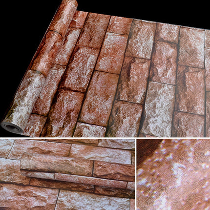 Qi Yunshi Creative 3D Stone Brick Decoration Wallpaper Stickers Bedroom Living Room Wall Waterproof Wallpaper Roll, Size: 45 x 1000cm