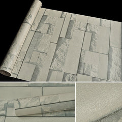 Qingyun Stone Creative 3D Stone Brick Decoration Wallpaper Stickers Bedroom Living Room Wall Waterproof Wallpaper Roll, Size: 45 x 1000cm