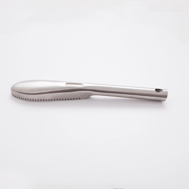 Kitchen Essential Stainless Steel Bidirectional Sawtooth Fish Scraper Fish Scale Planing Knife, 22.5x3cm