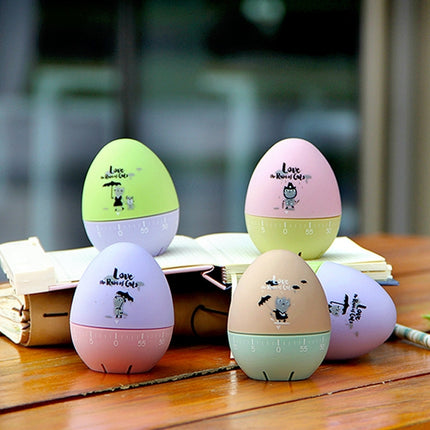 Cute Cartoon Mechanical Egg Kitchen Timer Alarm Clock Students Learn Time Management Machines,Random Color Delivery, Egg