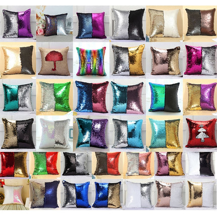 DIY Two Tone Glitter Sequins Throw Pillow Case Reversible Sequin Magical Color Changing Pillow Cover, Size: 40*40cm