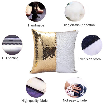 DIY Two Tone Glitter Sequins Throw Pillow Case Reversible Sequin Magical Color Changing Pillow Cover, Size: 40*40cm