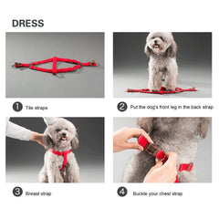 Pet Dog Collar + Harness + Leash Three Sets, L, Harness Chest Size: 57-90cm, Collar Neck Size: 40-64cm, Pet Weight: 35kg Below, Harness Chest Size: 57-90cm, Collar Neck Size: 40-64cm