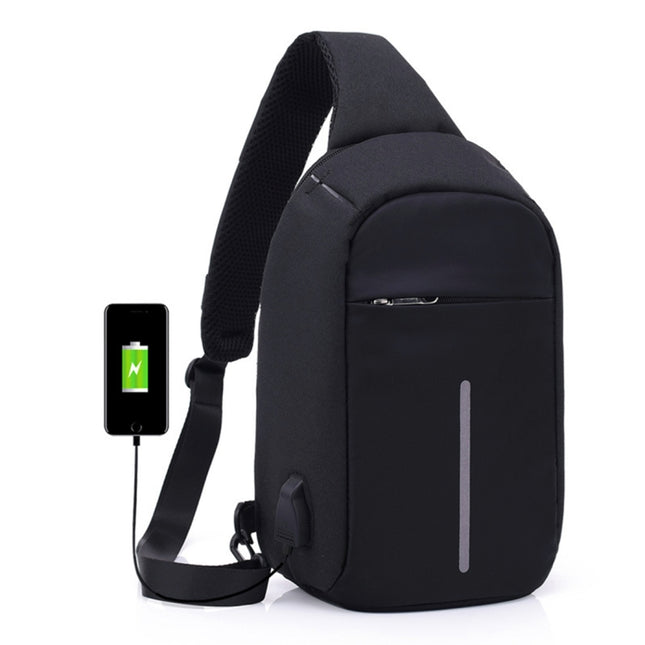 Multi-Function Portable Casual Chest Bag Outdoor Sports Anti-theft Shoulder Bag with External USB Charging Interface for Men / Women