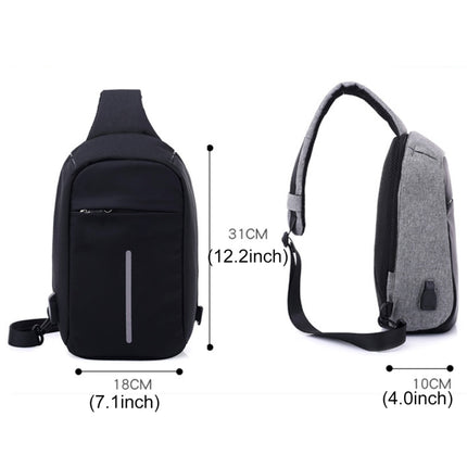 Multi-Function Portable Casual Chest Bag Outdoor Sports Anti-theft Shoulder Bag with External USB Charging Interface for Men / Women