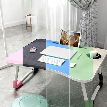 W-shaped Non-slip Legs Adjustable Folding Portable Writing Desk Laptop Desk with Card Slot, with Card Slot