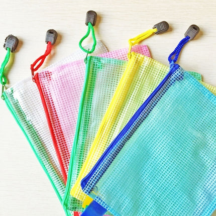 12 PCS Zipper Plastic Mesh Stationery Bag, Random Color Delivery (A5, Size: 24x17.5cm), A5, Size: 24x17.5cm