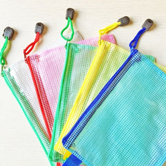 Zipper Plastic Mesh Stationery Bag, Random Color Delivery (B4, Size: 39x28cm)