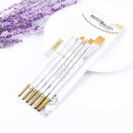 6 in 1 Artists Oil Painting Brush Set Nylon Hair Wood Handle Acrylic Watercolor Pointed Tip Drawing Pen, Pointed Tip Drawing Pen
