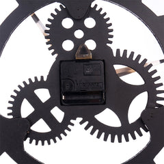 Retro Wooden Round Single-sided Gear Clock Number Wall Clock, Diameter: 58cm